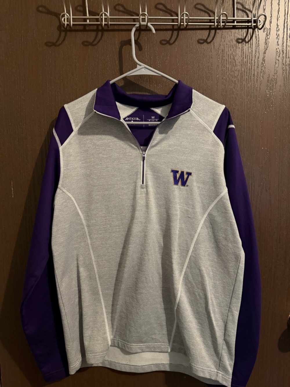 Antigua Washington Huskies Bushwood Fleece Men's Quarter-Zip Sweater Jacket